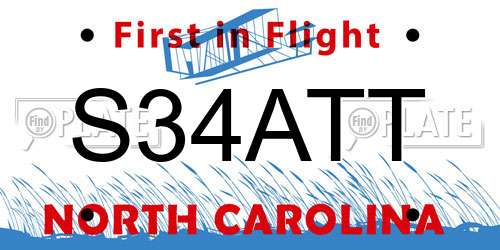S34ATT North Carolina License Plate