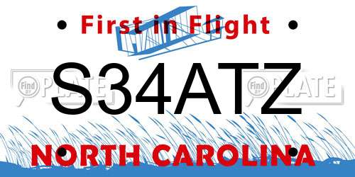S34ATZ North Carolina License Plate