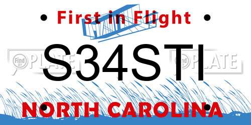 S34STI North Carolina License Plate