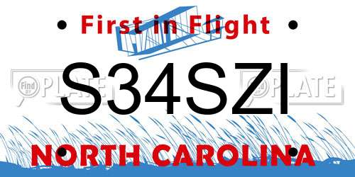 S34SZI North Carolina License Plate