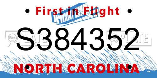 S384352 North Carolina License Plate