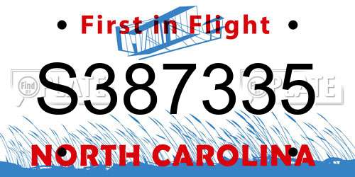 S387335 North Carolina License Plate