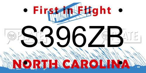 S396ZB North Carolina License Plate