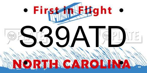 S39ATD North Carolina License Plate