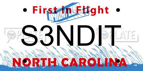 S3NDIT North Carolina License Plate