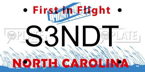 S3NDT North Carolina License Plate