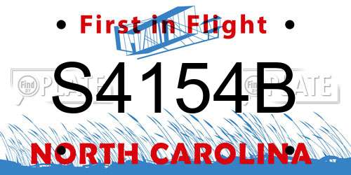 S4154B North Carolina License Plate