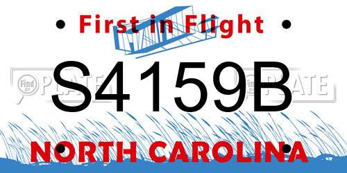 S4159B North Carolina License Plate