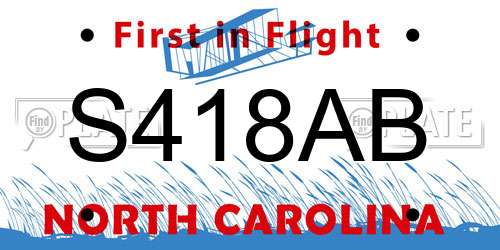 S418AB North Carolina License Plate