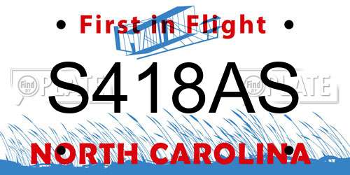 S418AS North Carolina License Plate