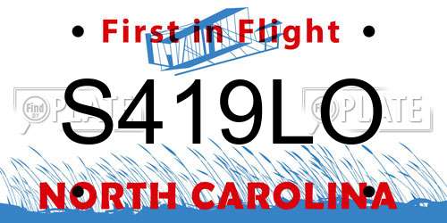 S419LO North Carolina License Plate