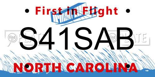 S41SAB North Carolina License Plate