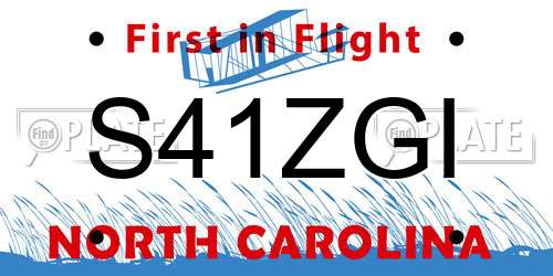 S41ZGI North Carolina License Plate