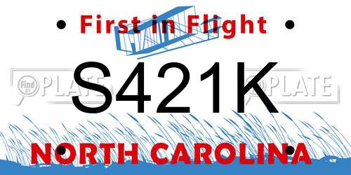 S421K North Carolina License Plate