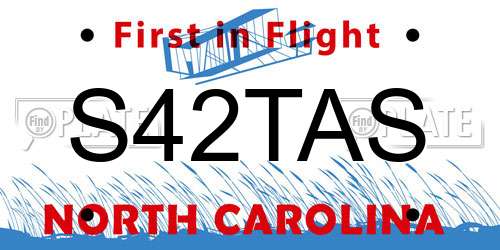S42TAS North Carolina License Plate