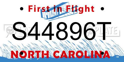 S44896T North Carolina License Plate