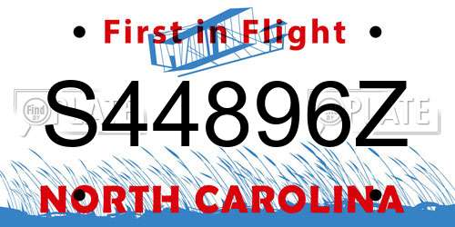 S44896Z North Carolina License Plate