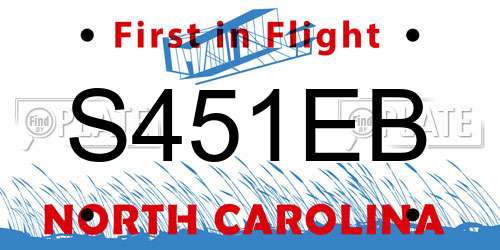 S451EB North Carolina License Plate