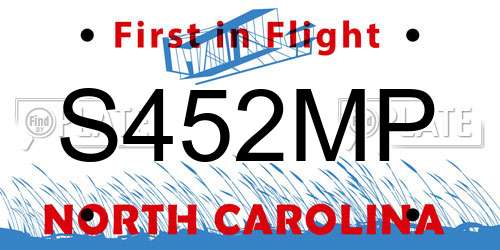 S452MP North Carolina License Plate
