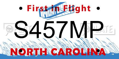 S457MP North Carolina License Plate