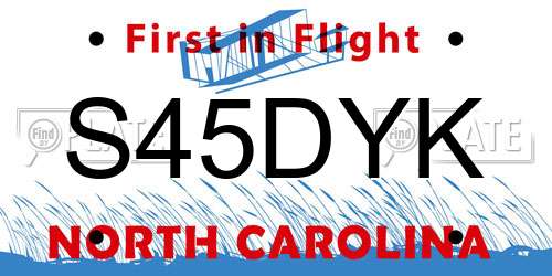 S45DYK North Carolina License Plate