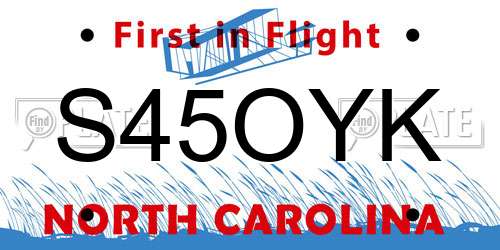 S45OYK North Carolina License Plate