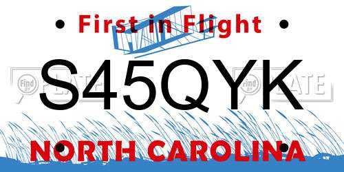 S45QYK North Carolina License Plate