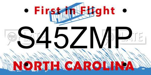 S45ZMP North Carolina License Plate