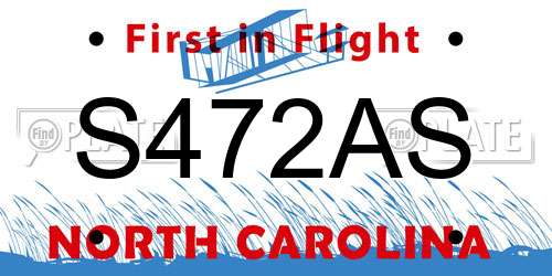 S472AS North Carolina License Plate