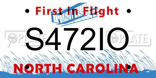 S472IO North Carolina License Plate