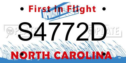 S4772D North Carolina License Plate