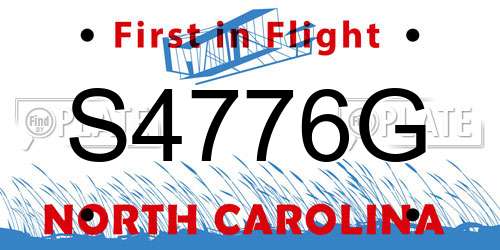 S4776G North Carolina License Plate