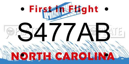 S477AB North Carolina License Plate