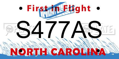 S477AS North Carolina License Plate