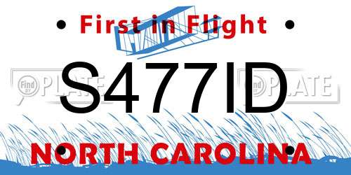 S477ID North Carolina License Plate