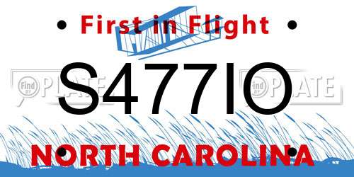 S477IO North Carolina License Plate