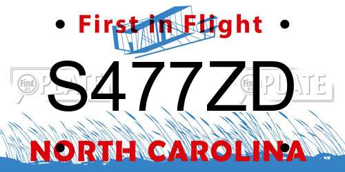 S477ZD North Carolina License Plate