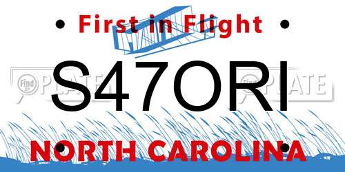 S47ORI North Carolina License Plate