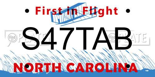 S47TAB North Carolina License Plate