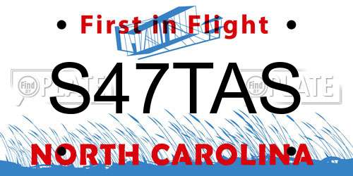 S47TAS North Carolina License Plate