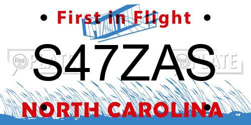 S47ZAS North Carolina License Plate