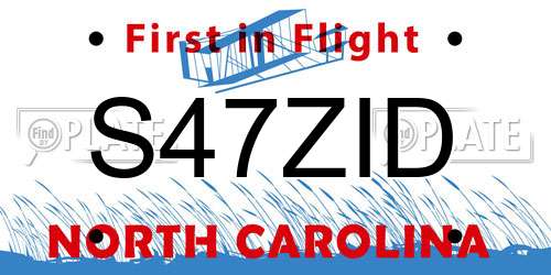 S47ZID North Carolina License Plate