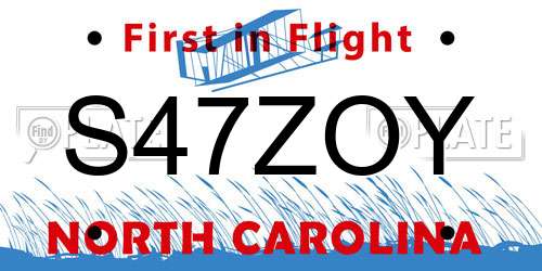 S47ZOY North Carolina License Plate