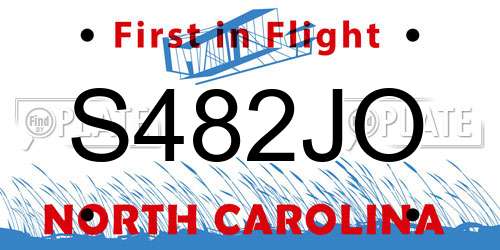S482JO North Carolina License Plate