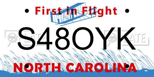 S48OYK North Carolina License Plate