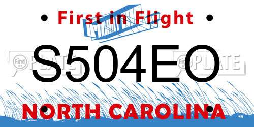 S504EO North Carolina License Plate