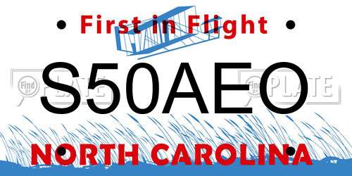 S50AEO North Carolina License Plate