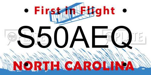 S50AEQ North Carolina License Plate
