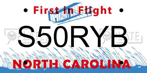 S50RYB North Carolina License Plate