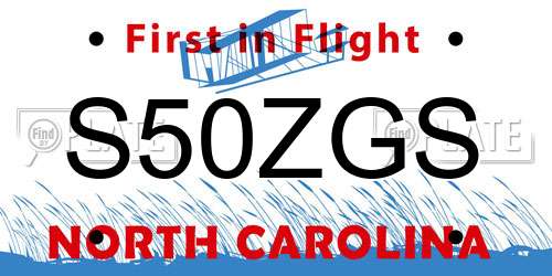 S50ZGS North Carolina License Plate